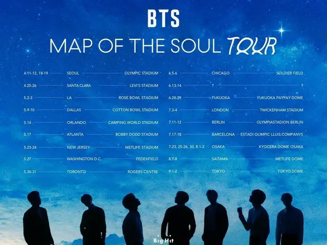 防弾少年団、「MAP OF THE SOUL TOUR」の日程発表