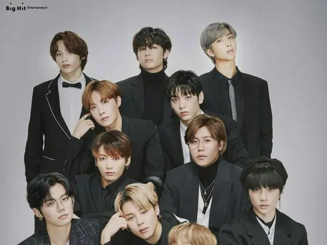防弾少年団(#BTS)、先輩イ・ヒョンと後輩TXTと一緒に撮った合計13人の集合写真