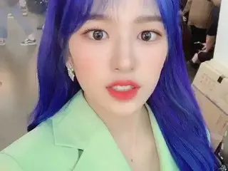 【t公式】IZ*ONE_、青髪〜おつかれさまぁ💙   #ユージンDream #ユジン #IZONE #IZ*ONE_ #アイズワン
