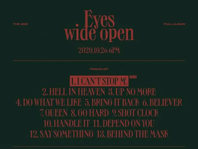 【d公式jyp】TWICE THE 2ND FULL ALBUM<Eyes wide open> Tracklist Title  - 「I CAN NOT S