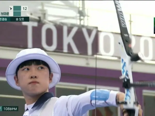 韓国女子アーチェリー個人準決勝で勝利を収めたアン・サン選手、競技中の心拍数がリラックスレベルで話題に