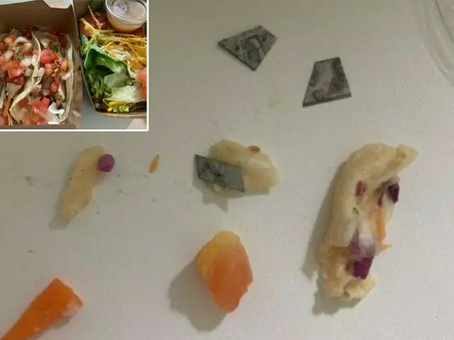 韓国でデリバリーを注文したタコスを食べたらカッターの刃のかけらが入っていて話題に