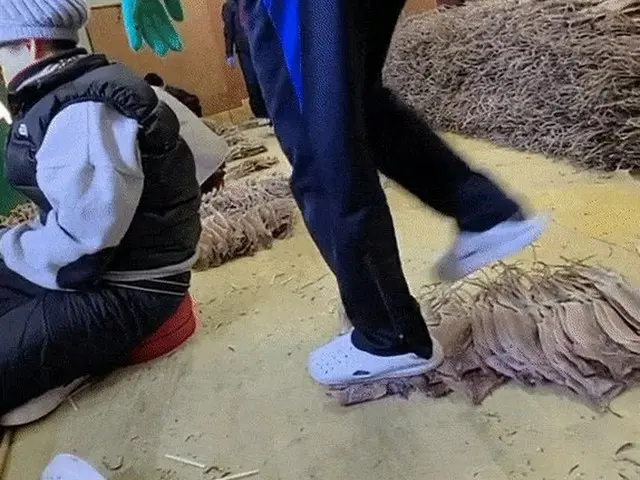 乾燥イカを靴で伸ばす映像が物議に
