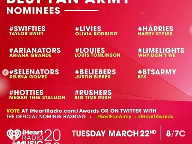 「BTS(防弾少年団)」、iHeartRadio Music Award 2022で3部門にノミネート