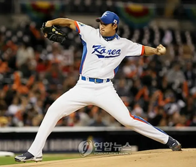 WBC日本戦に先発したポン・ジュングン＝18日、サンディエゴ（聯合ニュース）