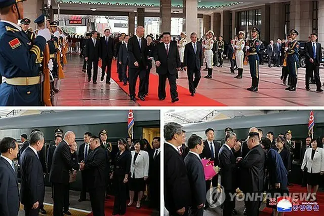 朝鮮中央通信は２日、金正恩氏の北京到着を報じた。公開した写真には娘のジュエ氏の姿も写っている＝（朝鮮中央通信＝聯合ニュース）≪転載・転用禁止≫