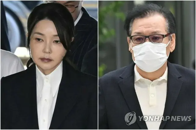 金建希氏（左）とチョン・ソンベ氏（写真共同取材団提供）＝（聯合ニュース）≪転載・転用禁止≫