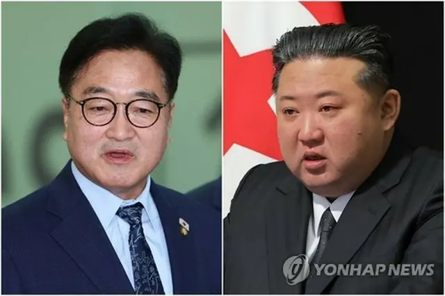禹元植氏（左、資料写真）と金正恩氏（朝鮮中央通信）＝（聯合ニュース）≪転載・転用禁止≫