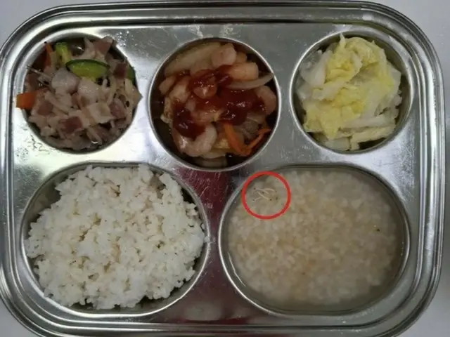 保育園が公開した給食の写真に「幼虫」が混入＝韓国
