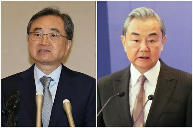 韓国の趙顕（チョ・ヒョン）外交部長官（左）と中国の王毅・共産党政治局員兼外相（資料写真）＝（聯合ニュース）