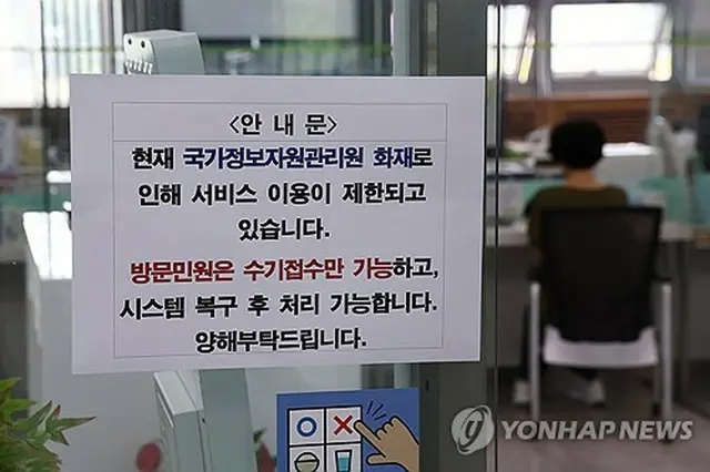 システム障害を知らせる案内文（資料写真）＝（聯合ニュース）