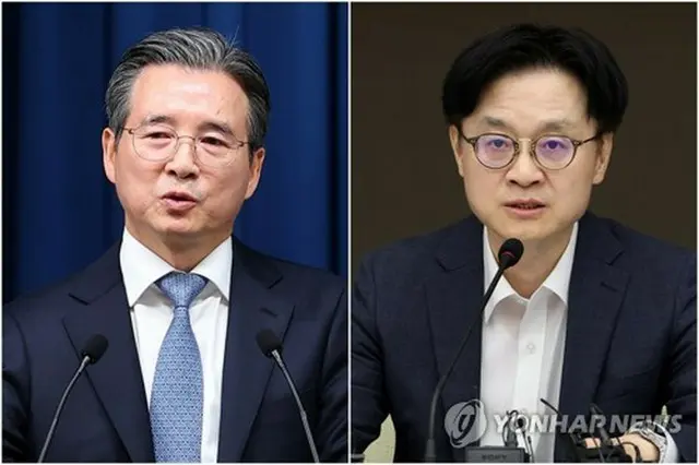 大統領室の金容範政策室長（左）と金正官産業通商部長官（資料写真）＝（聯合ニュース）