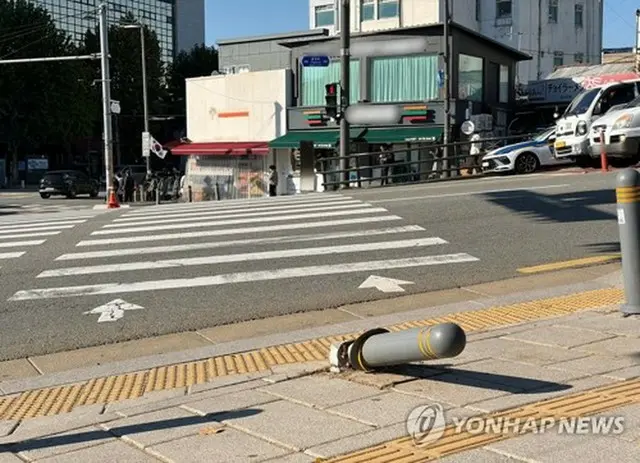 事故が発生した横断歩道＝３日、ソウル（聯合ニュース）