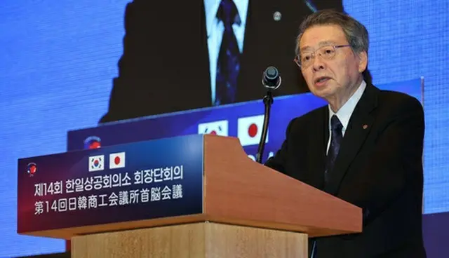 日本商工会議所の小林健会頭＝８日、済州（聯合ニュース）