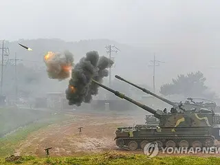 韓国海兵隊　南北境界線付近で海上射撃訓練＝自走砲１００発
