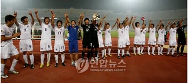 18年ぶりの準々決勝進出を決めたU20韓国代表＝5日、カイロ（聯合ニュース）
