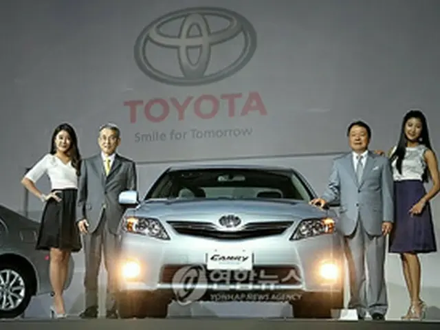 韓国トヨタ自動車の新車発表会のもよう＝20日、ソウル（聯合ニュース）