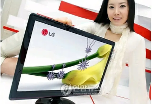 認証を受けたＬＥＤ液晶モニター（ＬＧ電子）＝３日、ソウル（聯合ニュース）