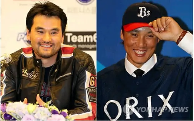朴賛浩投手（左）と李承ヨプ内野手＝（聯合ニュース）