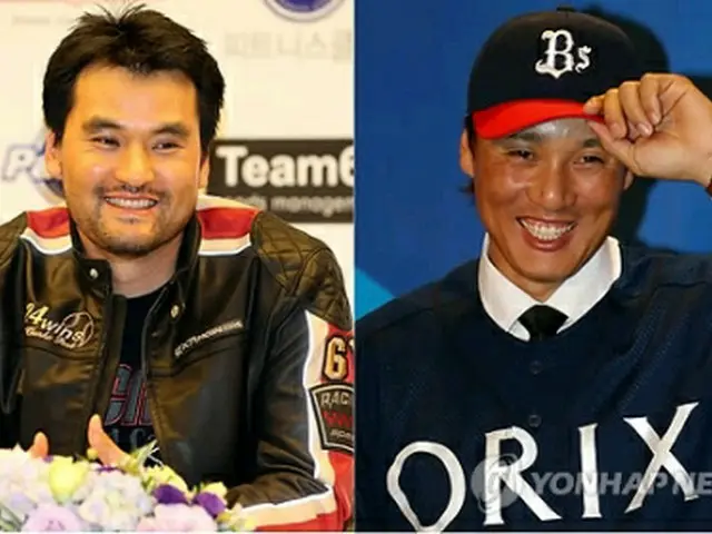 朴賛浩投手（左）と李承ヨプ内野手＝（聯合ニュース）