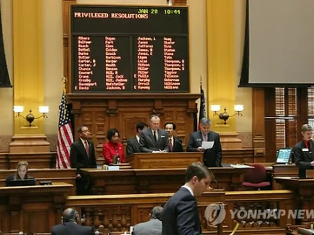 決議案を可決する米ジョージア州上院＝（聯合ニュース）
