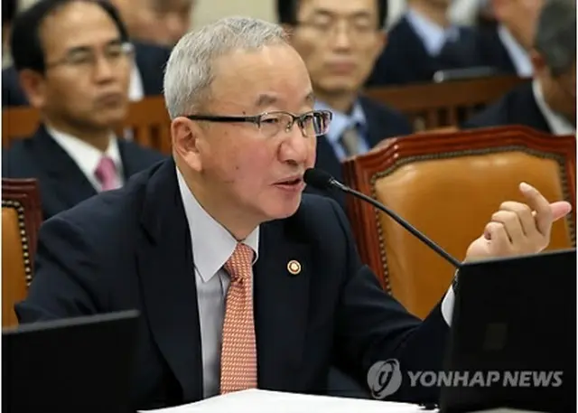 国会で答弁する玄副首相＝１３日、ソウル（聯合ニュース）