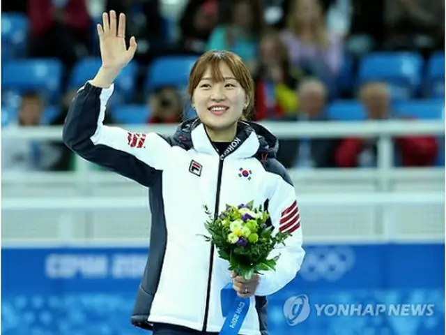 銅メダルを獲得した朴勝羲＝13日、ソチ（聯合ニュース）