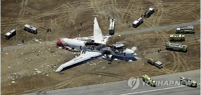 昨年７月に事故を起こしたアシアナ機＝（ＡＰ＝聯合ニュース）