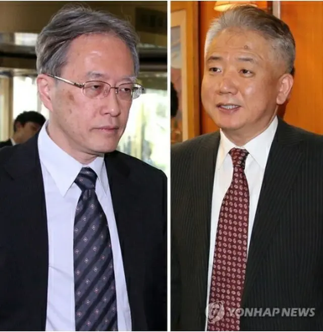 協議に出席する韓国外交部の李相徳（イ・サンドク）東北アジア局長（右）、外務省の伊原純一アジア大洋州局長＝（聯合ニュース）