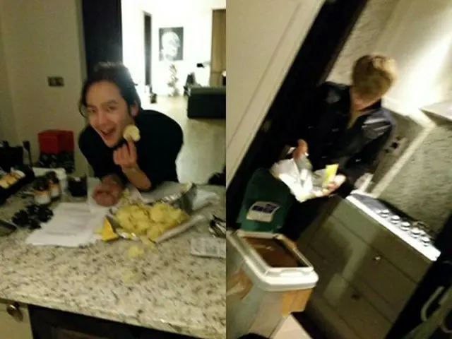 韓国グループ「JYJ」のキム・ジェジュンが親友チャン・グンソクと大人気を博している菓子「ハニーバターチップ」との記念写真を公開した。（提供:OSEN）