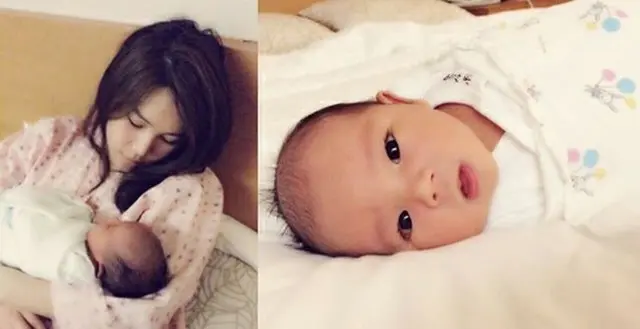 韓国のタレント、チュ・アミン（30）が4日、自身のブログで「先月、男の子を出産した」という事実を伝え、息子の写真を公開した。（提供:OSEN）