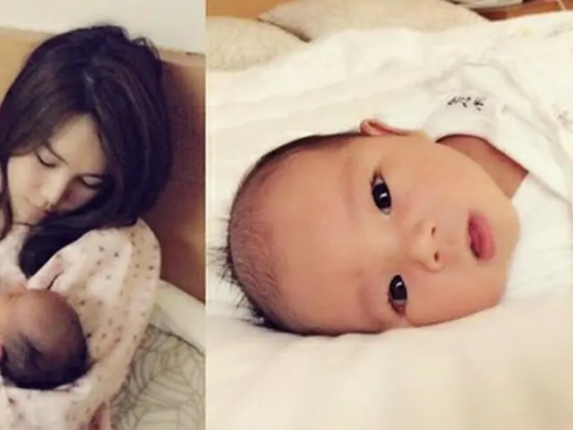 韓国のタレント、チュ・アミン（30）が4日、自身のブログで「先月、男の子を出産した」という事実を伝え、息子の写真を公開した。（提供:OSEN）