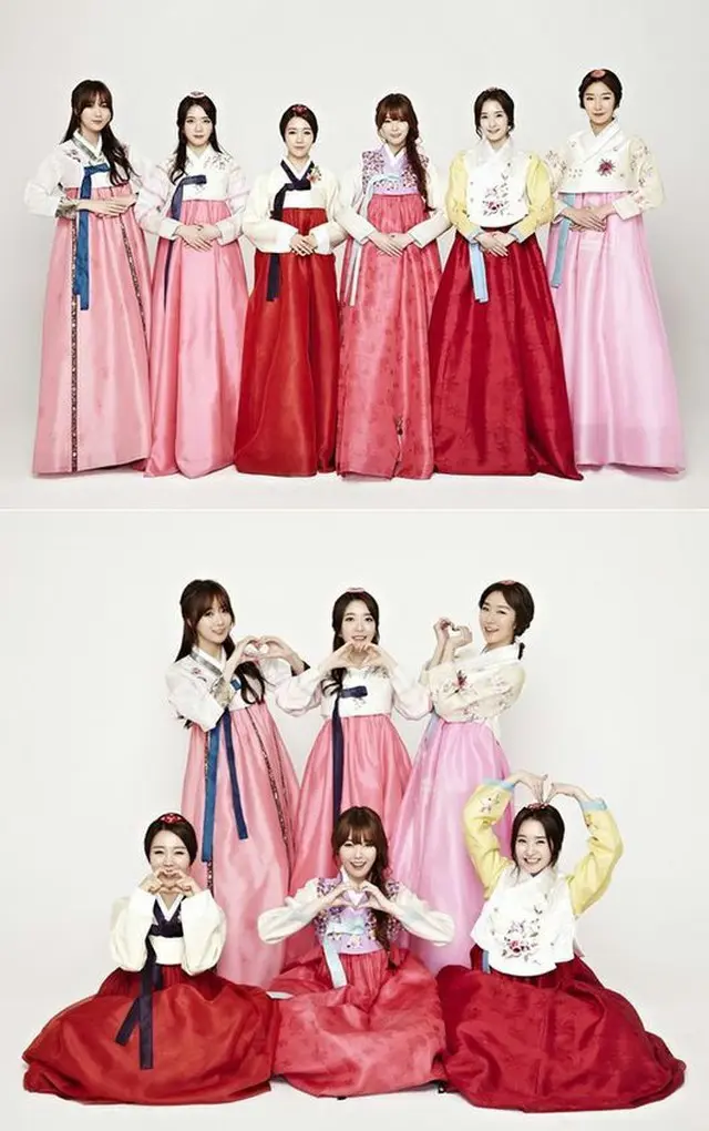 韓国ガールズグループ「Dal★shabet」 （セリ、アヨン、ジユル、ウヒ、ガウン、スビン）が旧正月を迎え、美しい韓服を披露してファンへ旧正月のあいさつを伝えた。（提供:OSEN）