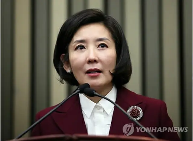 委員長に選出された後、抱負を語る羅氏＝２６日、ソウル（聯合ニュース）