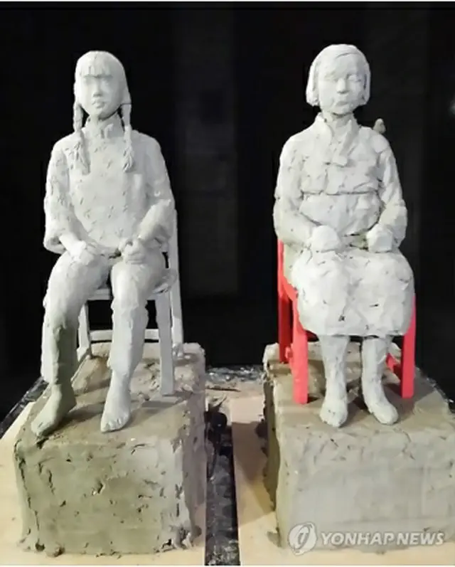 少女像の模型（釜山平和の少女像誘致推進委員会提供）＝１２日、釜山（聯合ニュース）