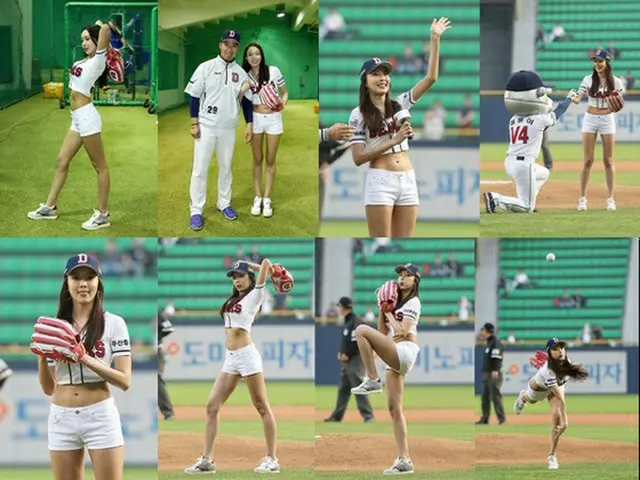 女優ハ・ジュヒ、クララに次ぐセクシー始球式はわたしが！（提供:OSEN）