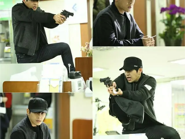 人気アイドルグループ「INFINITE」ホヤがピストルを持って銀行強盗に変身した。(提供:OSEN)