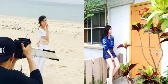 女優キム・ハヌルは2日、自身のFacebookに日本の沖縄で撮影中の写真2枚を掲載した。（提供:OSEN）