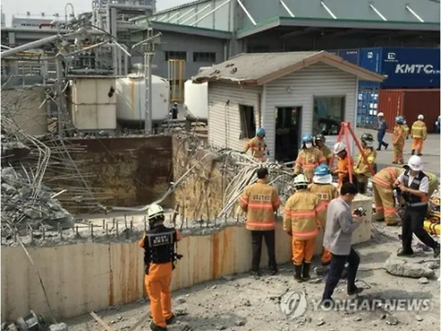 事故現場の様子＝３日、蔚山（聯合ニュース）