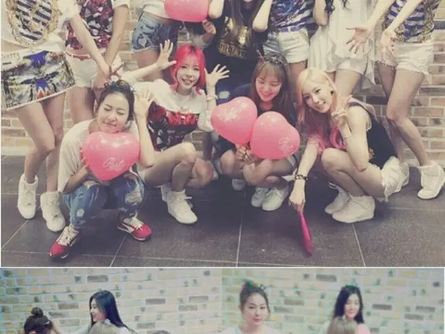 韓国ガールズグループ「少女時代」と「Red Velvet」が所属事務所SMエンタテインメントの先輩・後輩として仲良く応援する姿を見せた。（提供:OSEN）