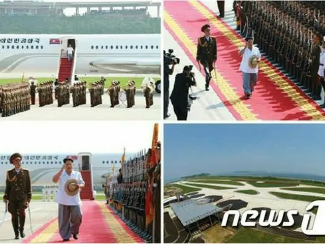 北朝鮮の金正恩第1書記が、空軍指揮官らの戦闘飛行術競技大会を視察した中、麦わら帽子を方手に破格の”ラフ・ファッション”を披露し、話題を呼んでいる。