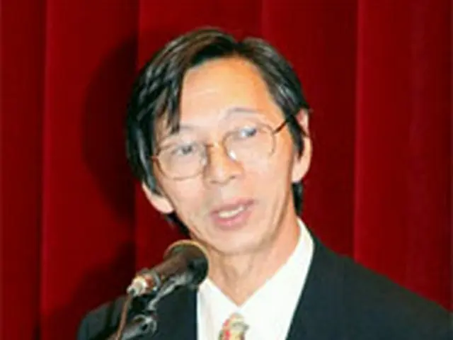 講演する武藤正敏公使＝20日、蔚山（聯合）