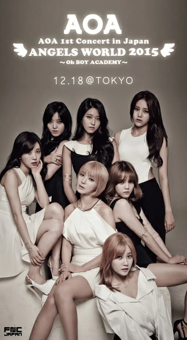 12月18日、東京にて、初の単独コンサート、AOA 1st Concert in Japan「ANGELS WORLD 2015～Oh BOY ACADEMY～」の開催が決定した。