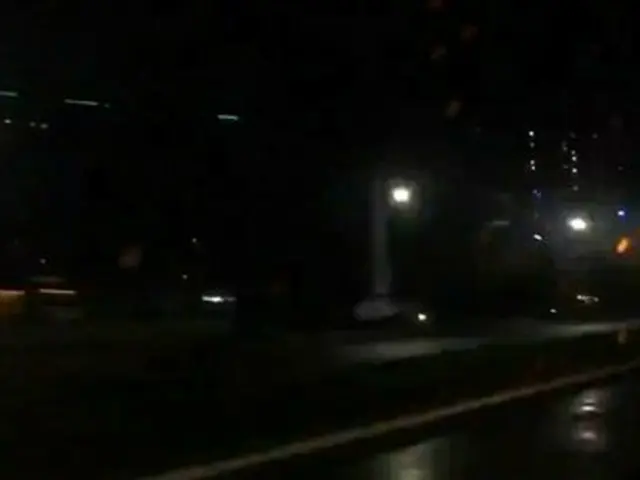 日本人観光客が旅行中に撮影した平壌市内の夜の風景＝（聯合ニュース）