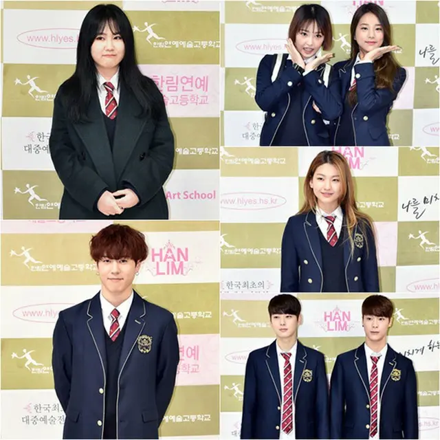 韓国女性デュオ「15＆」パク・ジミンとガールズグループ「SONAMOO」New Sun、「LABOUM」ソルビン、アイドルグループ「GOT7」ユギョムらが家族や仲間たちが祝う中、高校を卒業した。（提供:OSEN）