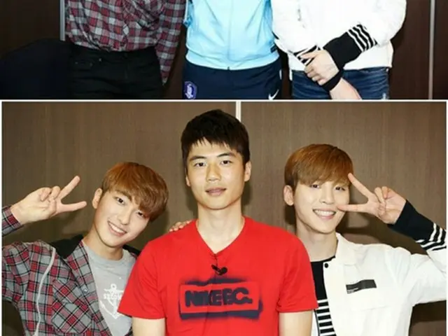 韓国アイドルグループ「SNUPER」が韓国サッカー代表選手らとの認証ショット（証拠写真）を公開した。（提供:news1）