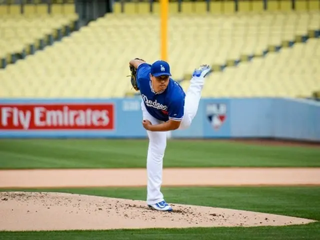 LAドジャース所属のリュ・ヒョンジン（29）が、昨年におこなった肩の手術後、初めて実践試合に登板した。（提供:news1）