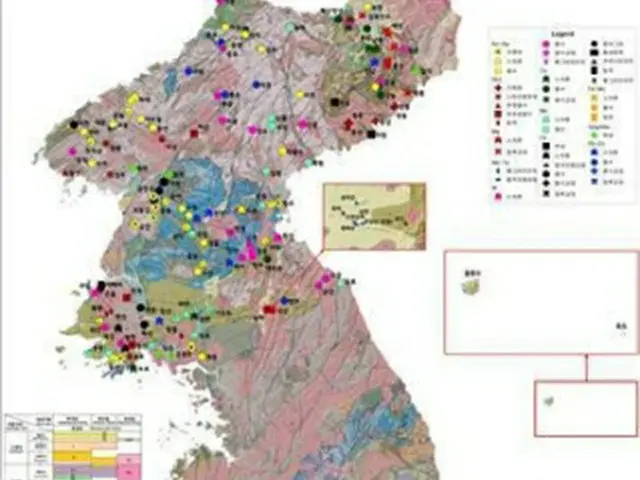 北朝鮮地域の鉱物マップ＝（聯合ニュース）