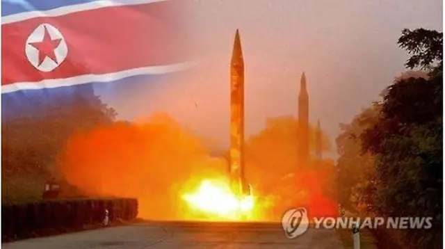 北朝鮮のスカッド１発（前）とノドン２発＝（聯合ニュースＴＶ、ＣＧ加工）