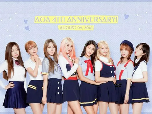 韓国ガールズグループ「AOA」がデビュー4周年を迎え、8人完全体団体写真と共に丁寧に作成した直筆の手紙を公開した。（提供:OSEN）